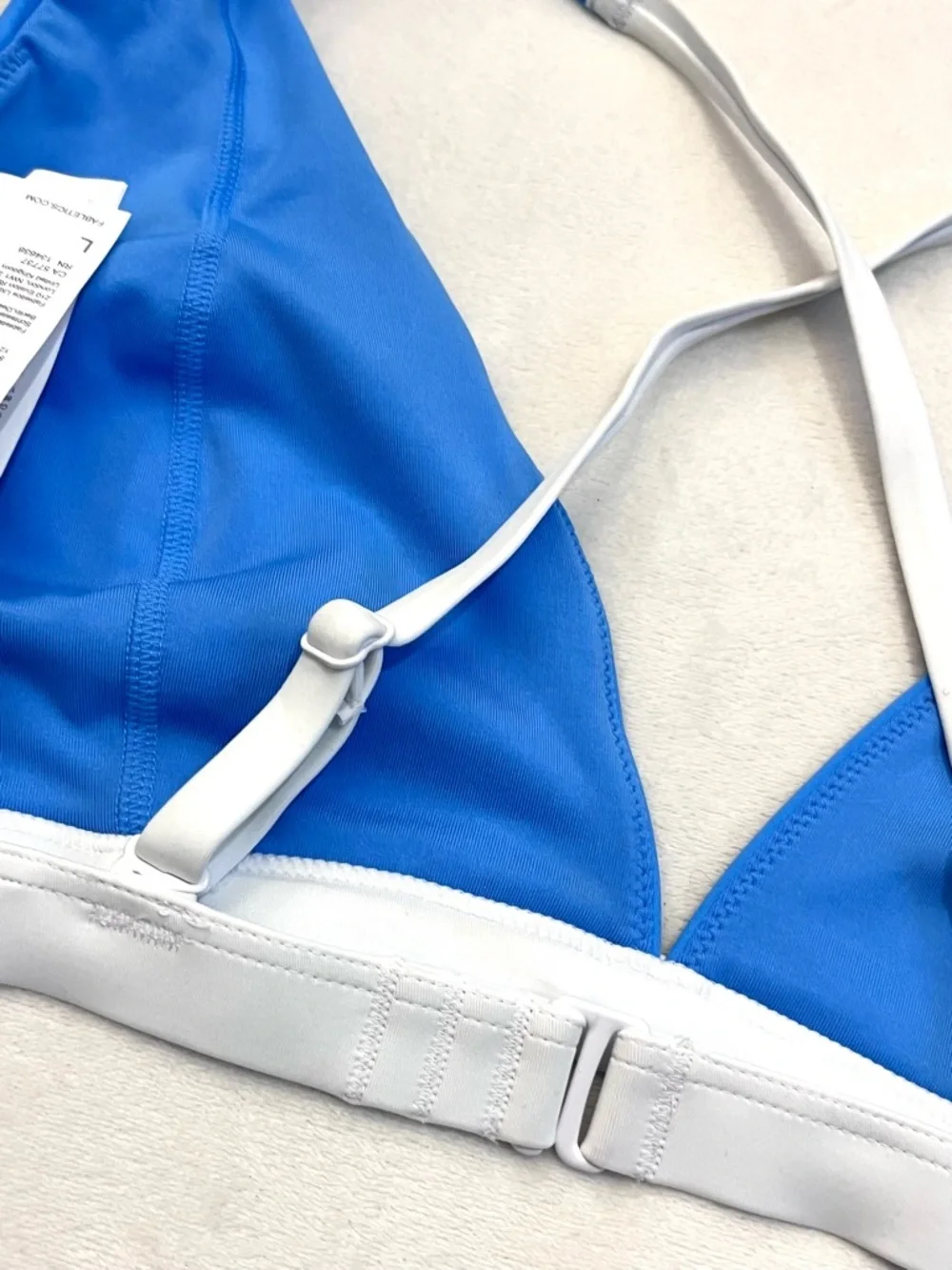 Fabletics Bright Blue Plunge Swim Top Bralette with White Band Bikini Top